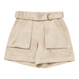Twinset Short Tinta Unita Con Elastico In Vita Beige Per Bambina