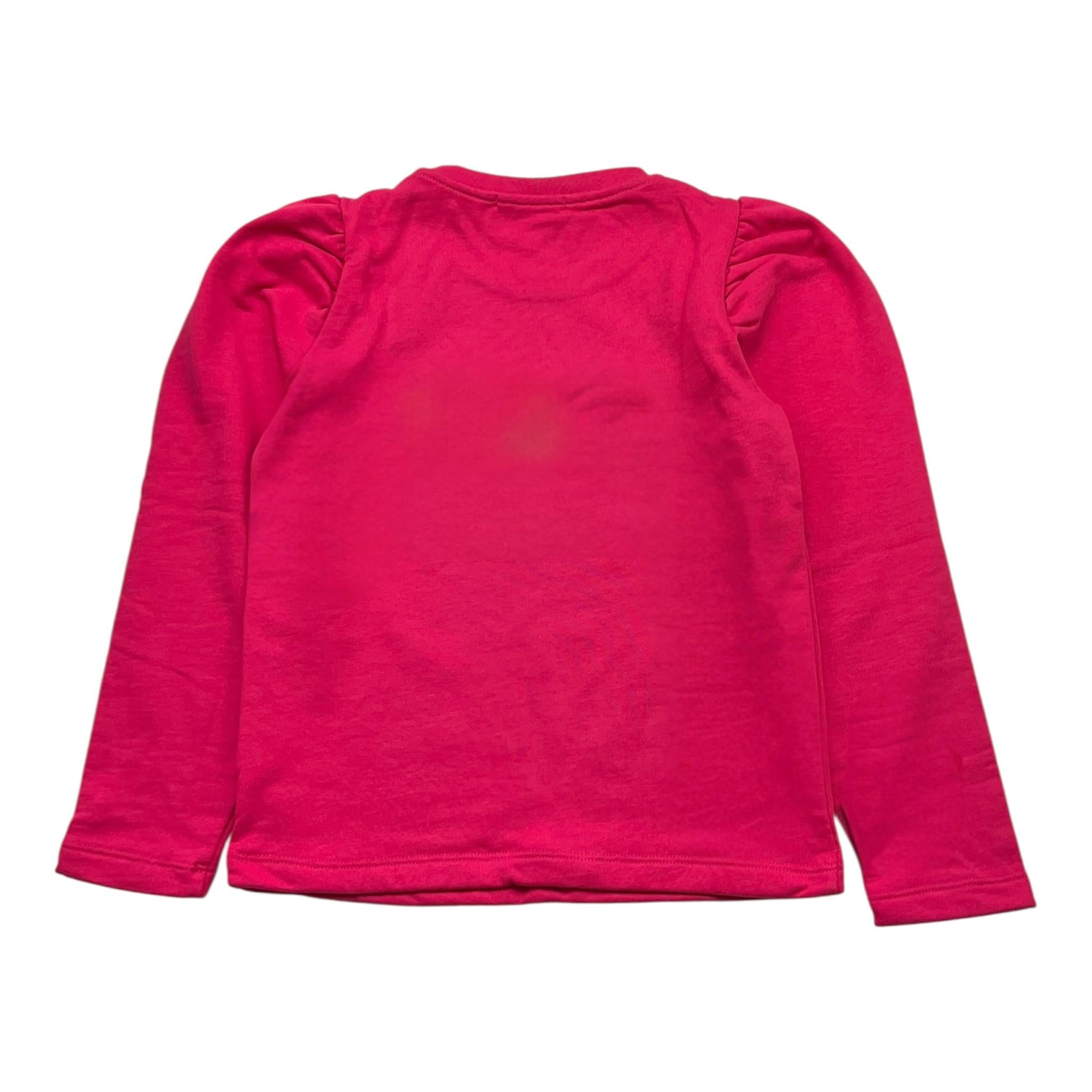 MOUSSE felpa tinta unita girocollo con stampa Fuxia per Bambina SBUFFO FUXIA MOUSSE 