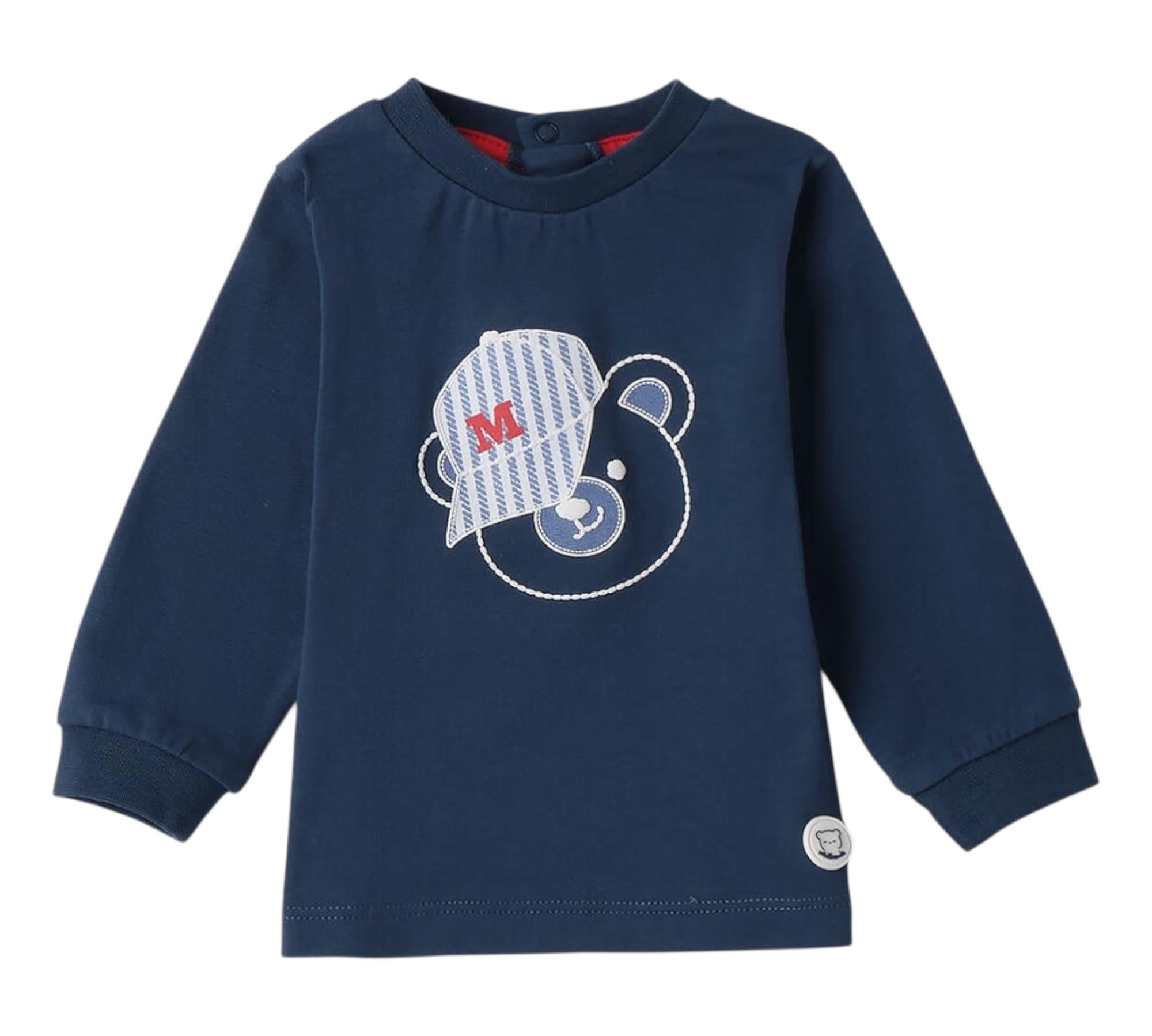 Minibanda Shirt Girocollo Tinta Unita con Stampa per Neonato 3B612 BLU MINIBANDA 