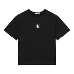 Calvin Klein T-Shirt Girocollo Tinta Unita con Logo per Bambino IG0IG02136 NERO CALVIN KLEIN 
