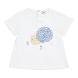 Il Gufo T-Shirt Girocollo Tinta Unita Con Stampa In Contrasto Bianco Per Neonata