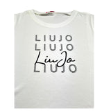Liu Jo T-Shirt Girocollo Tinta Unita con Logo per Bambina G3099 BIANCO LIU JO 