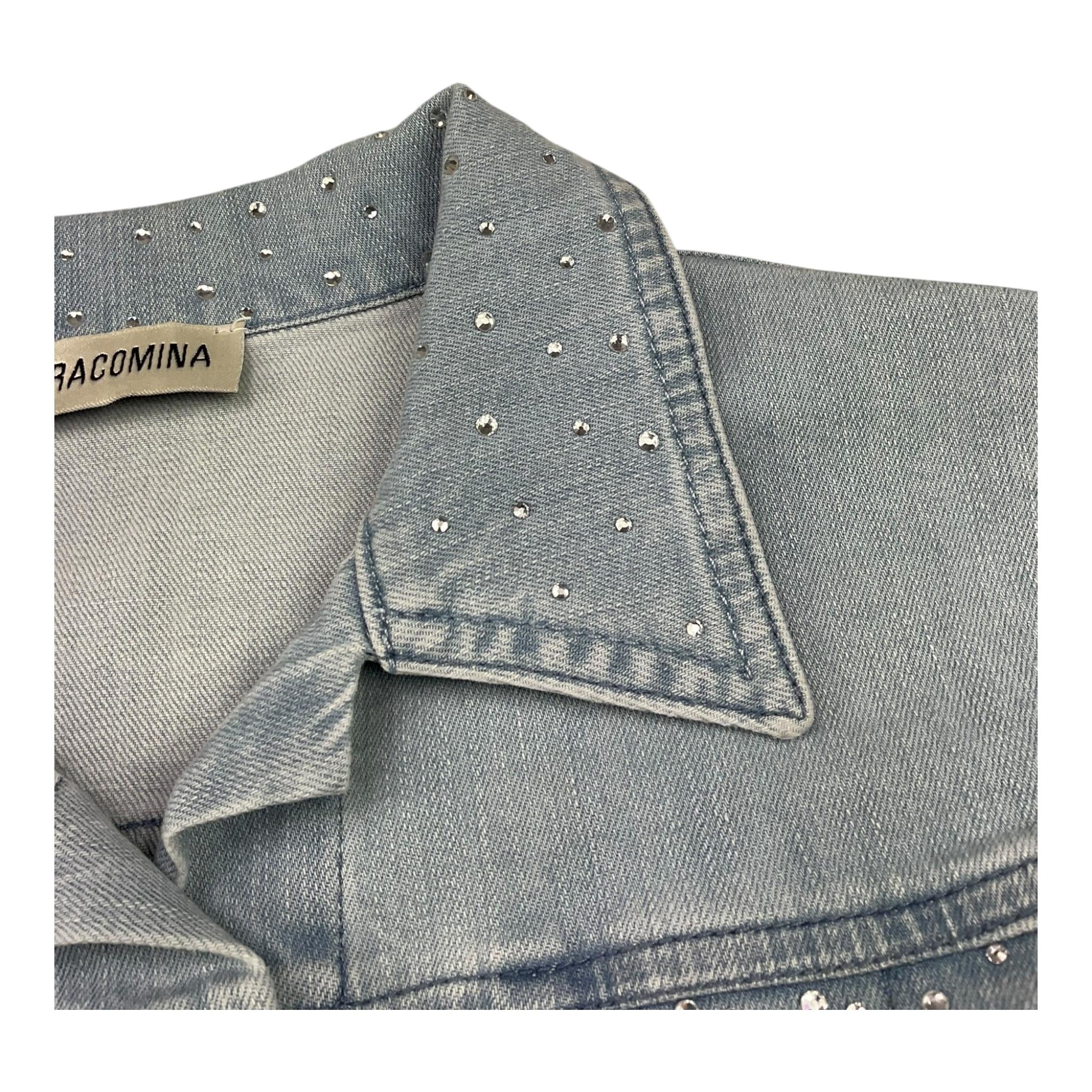 Fracomina Giubbino In Denim Tinta Unita con Bottoni per Bambina FM0912 AZZURRO FRACOMINA 