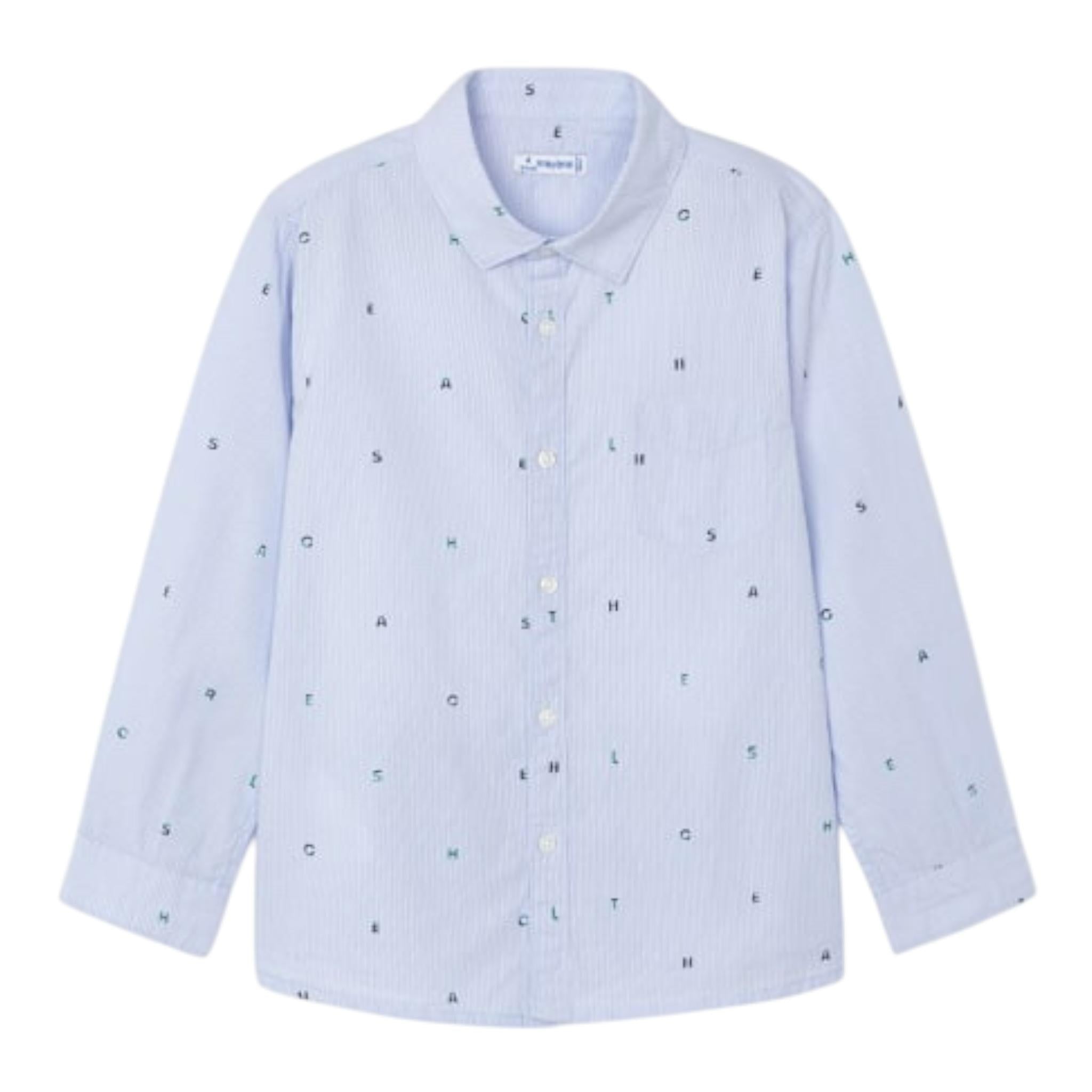 MAYORAL camicia manica lunga tinta unita con stampa Azzurro per Bambino 4110X AZZURRO MAYORAL 
