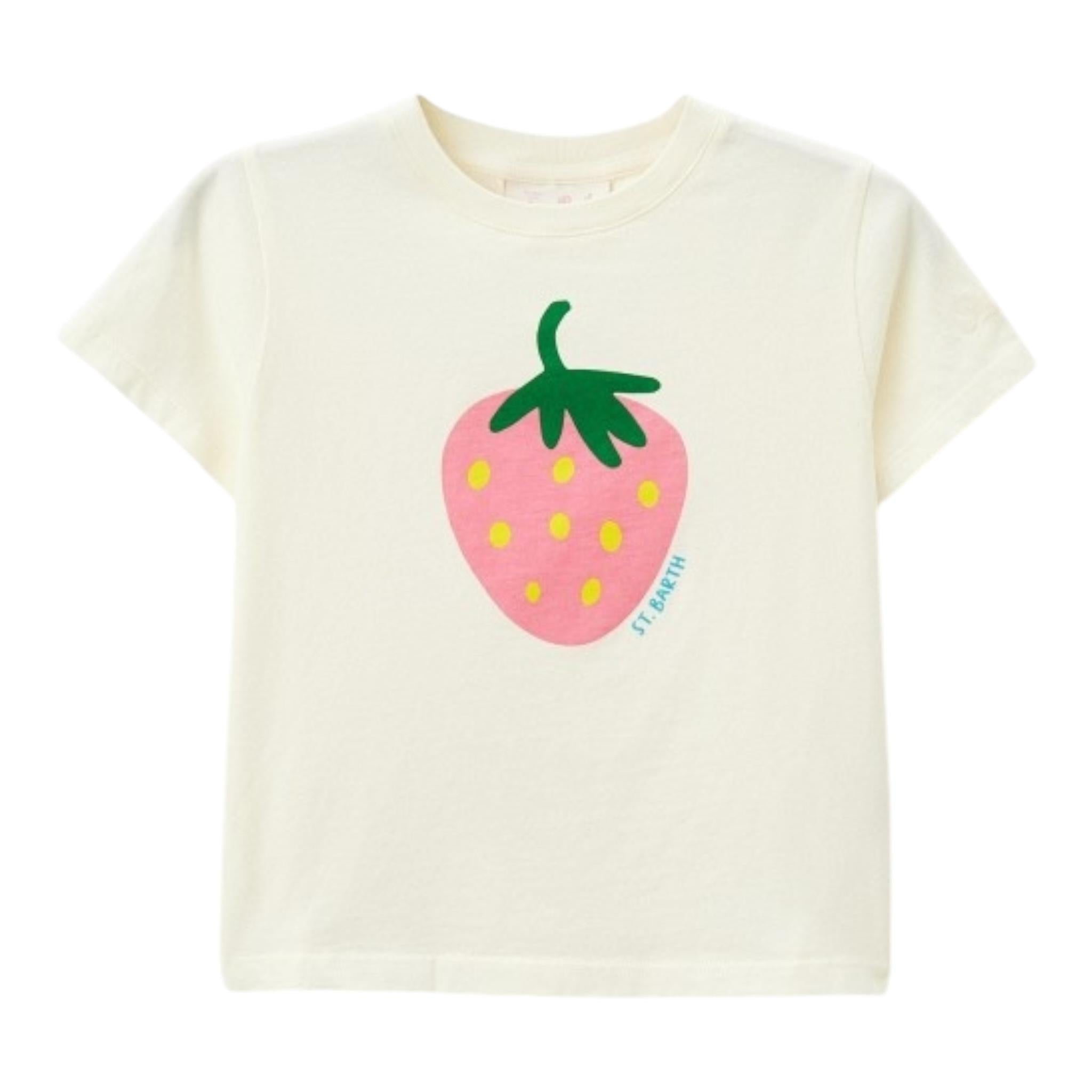 Saint Barth T-Shirt Girocollo Tinta Unita con Stampa per Bambina ELLY001 BIANCO SAINT BARTH 