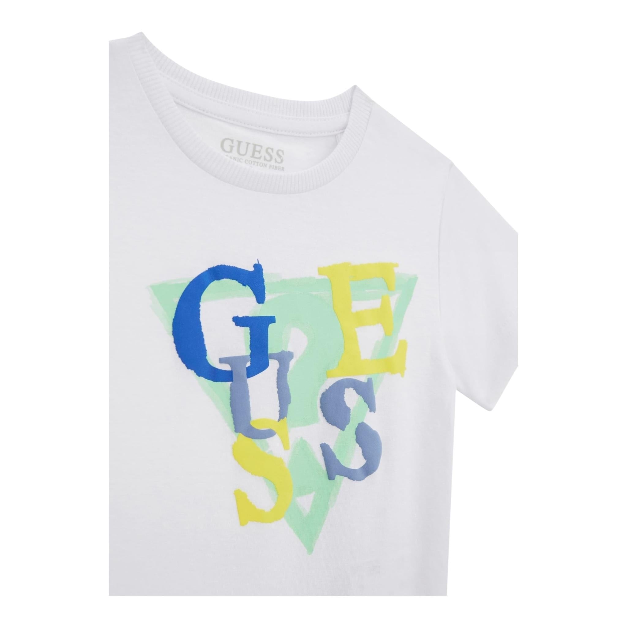 Guess T-Shirt Gircollo Tinta Unita con Stampa per Neonato I5GI01K8HM4 BIANCO GUESS 