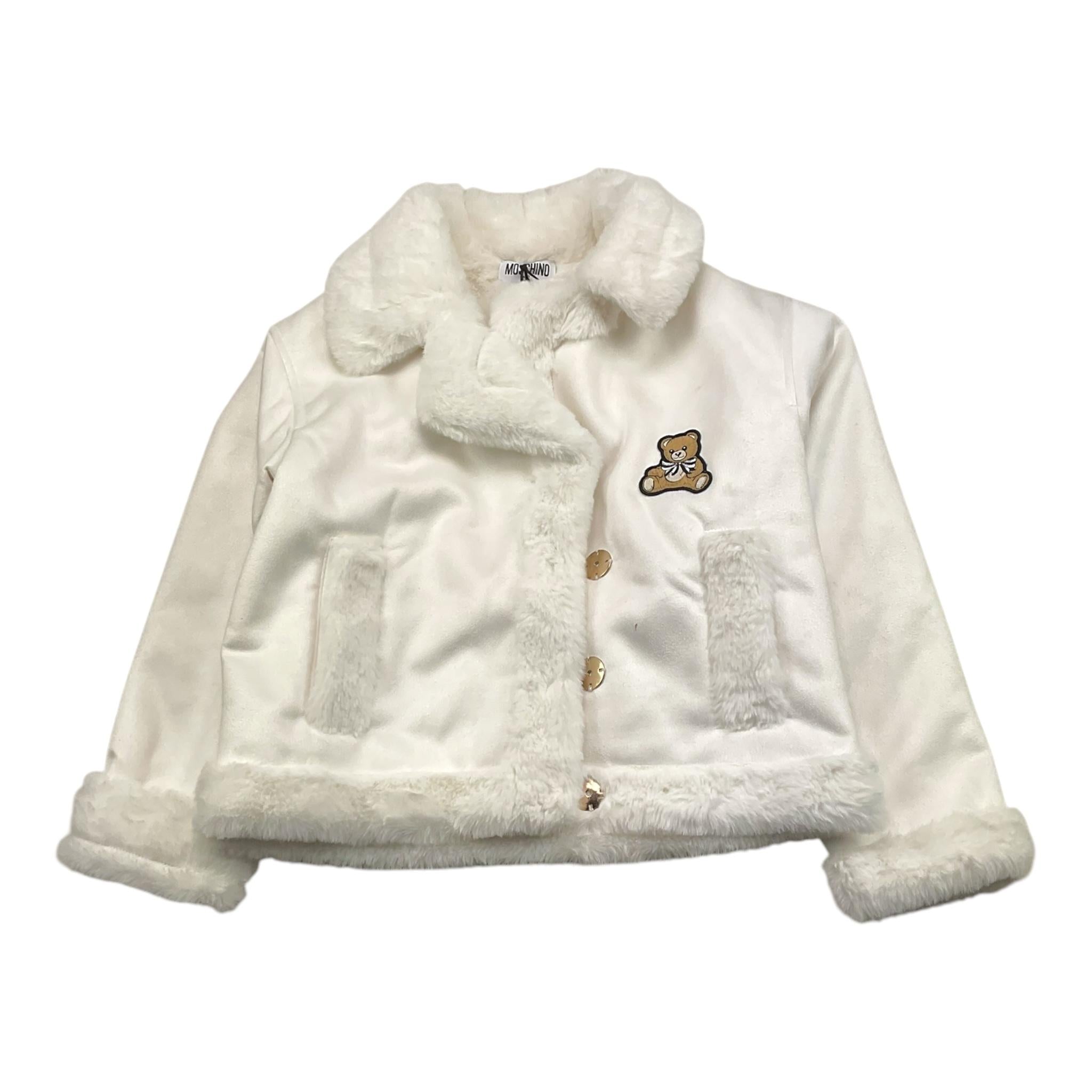 MOSCHINO giubbino tinta unita in pelliccia con stampa Bianco per Bambina HDS054 BIANCO MOSCHINO 