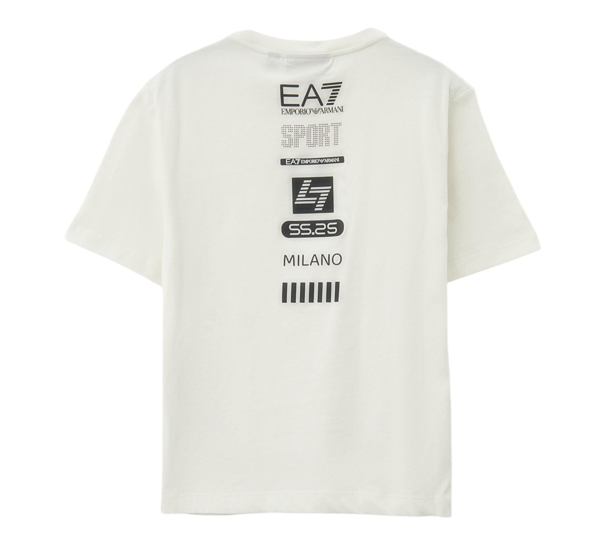 Emporio Armani Completo 2 Pezzi T-Shirt-Bermuda Bicolore per Bambino 7B000068 PANNA/NERO EMPORIO ARMANI 