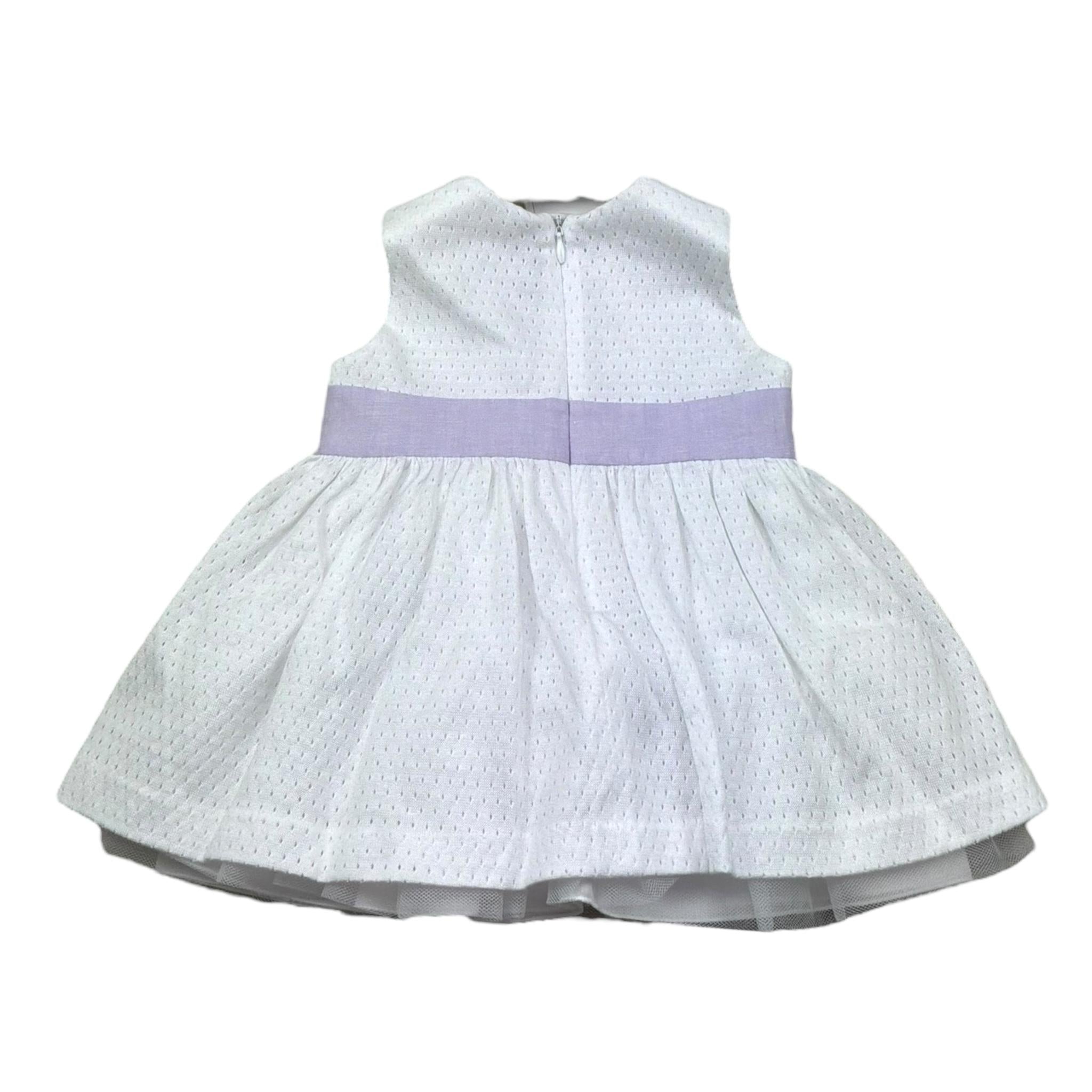 I Delfi Abito Giromanica Tinta Unita con Cintura In Contrasto per Neonata 25P5079 BIANCO I DELFI 