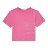 Calvin Klein T-Shirt Girocollo Tinta Unita con Stampa per Bambina IG0IG02346 ROSA CALVIN KLEIN 