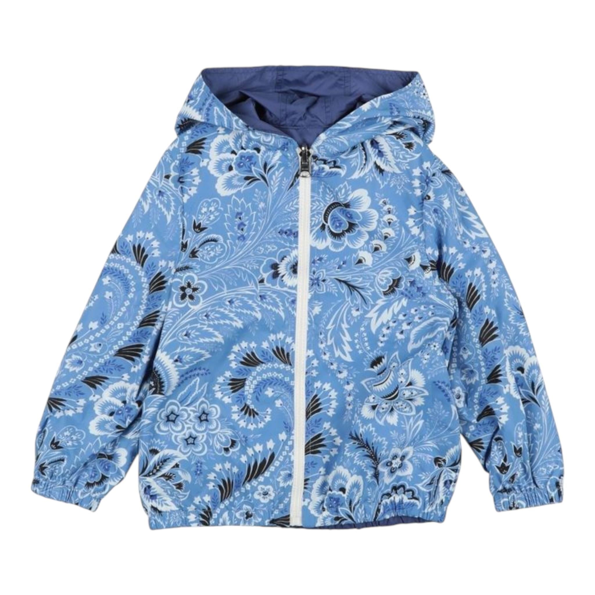 Etro Giubbino Tinta Unita Stampa Fantasia con Cappuccio per Bambino GU2P47 AZZURRO ETRO 