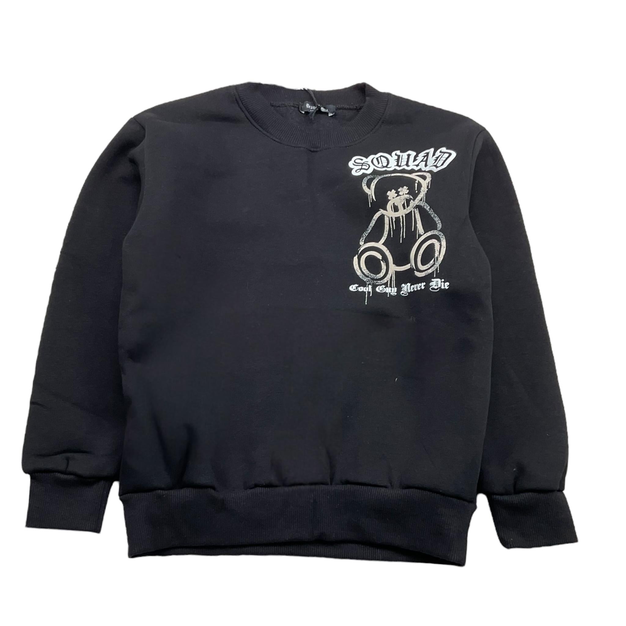 BRAND NAME felpa chiusa girocollo tinta unita con stampa Nero per Bambina BN351S NERO BRAND NAME 
