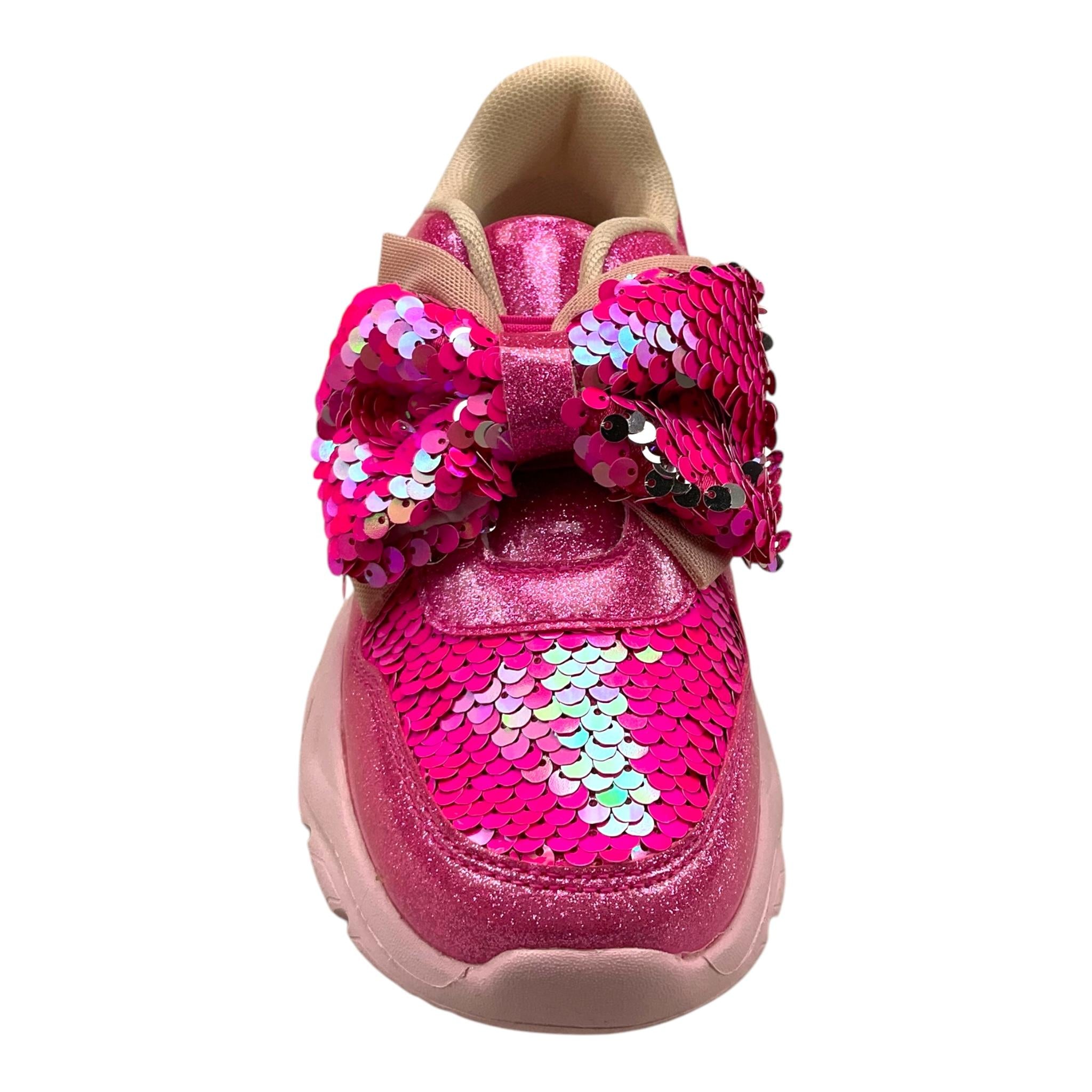 BillIEBLUSH sneakers tinta unita con paillettes e fiocco Fuxia per Bambina U20576 FUXIA BillIEBLUSH 