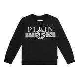 PHILIPP PLEIN felpa chiusa girocollo tinta unita con logo Nero per Bambino BJO0160 NERO PHILIPP PLEIN 