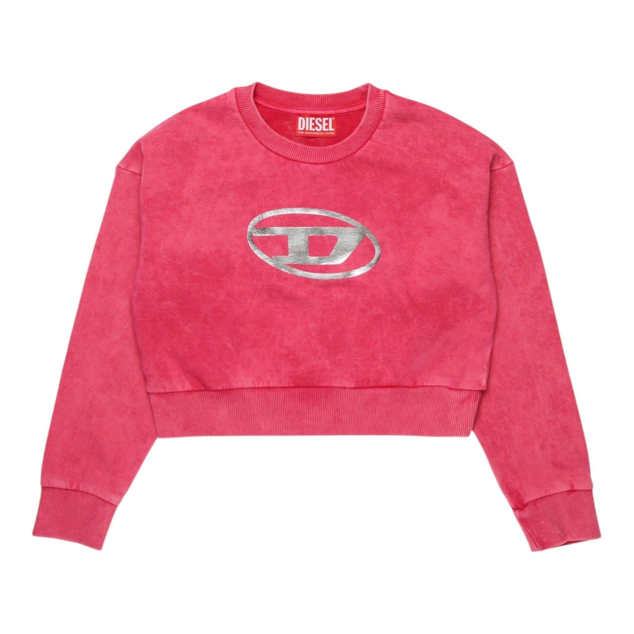 Diesel Felpa Chiusa Girocollo Tinta Unita con Logo per Bambina J02256 FUXIA DIESEL 