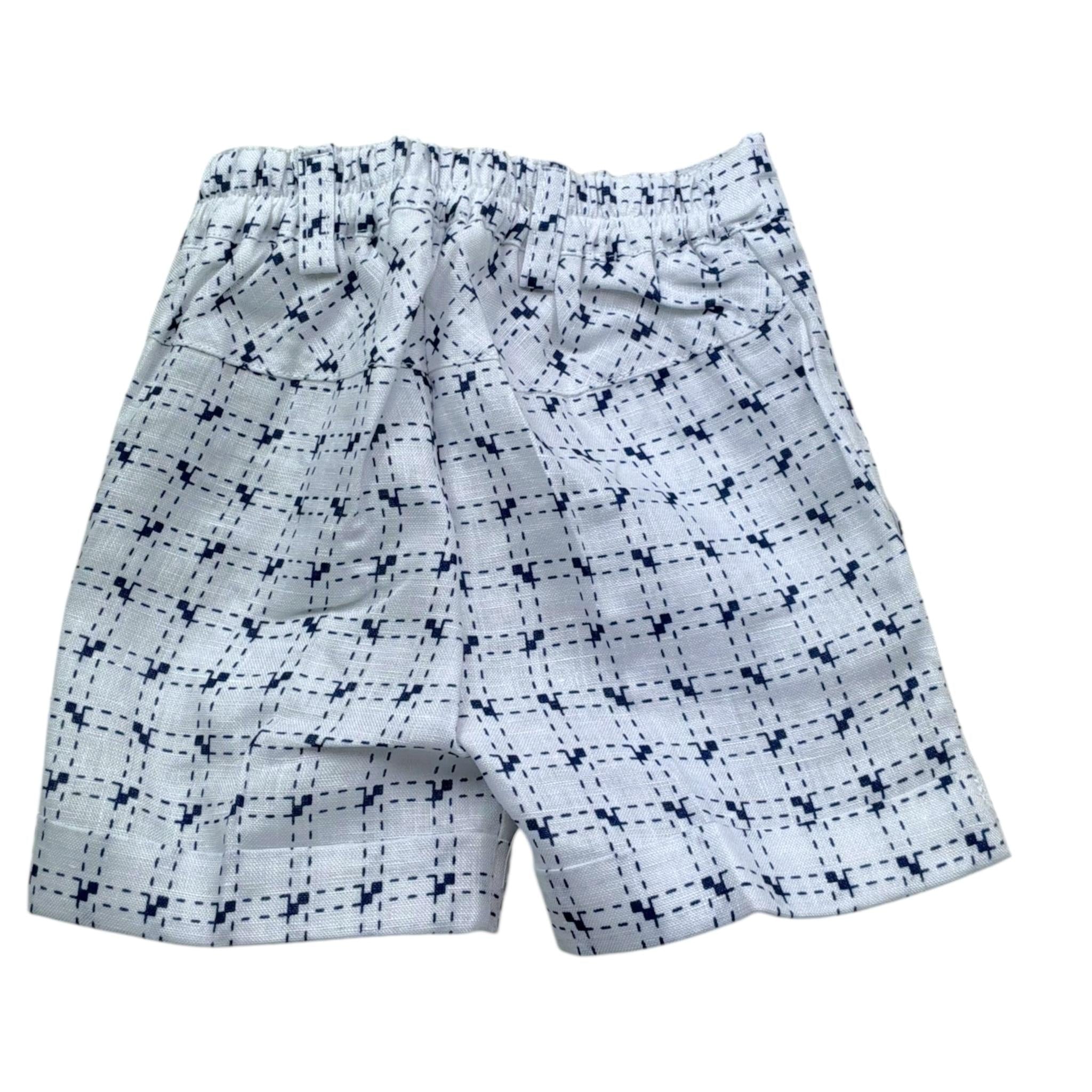 Manuel & Frank Bermuda Tinta Unita con Elastico In Vita E Fantasia per Neonato FNHIEJ BIANCO MANUEL & FRANK 