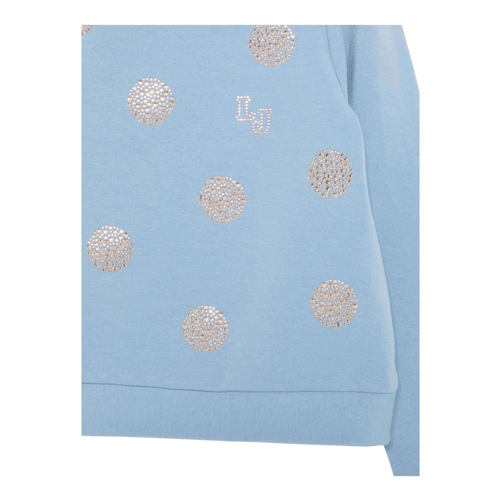LIU JO felpa chiusa girocollo tnta unita con brillantini Azzurro per Bambina KF4108J AZZURRO LIU JO 