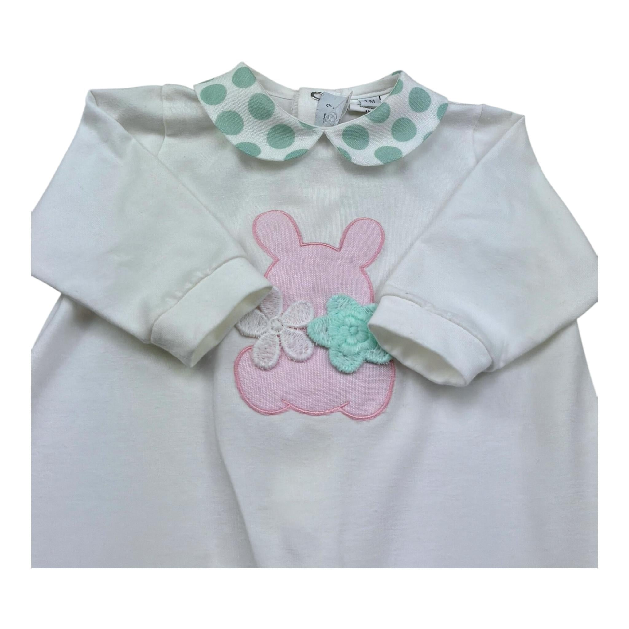 I Delfi Tutina Manica Lunga Tinta Unita con Colletto In Contrasto per Neonata 25P5140 BIANCO I DELFI 