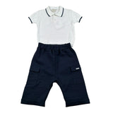 Lalalu' Completo 2 Pezzi Polo-Pantalone Bicolore Bianco/Blu per Neonato CTL003M BIANCO/BLU LALALU' 