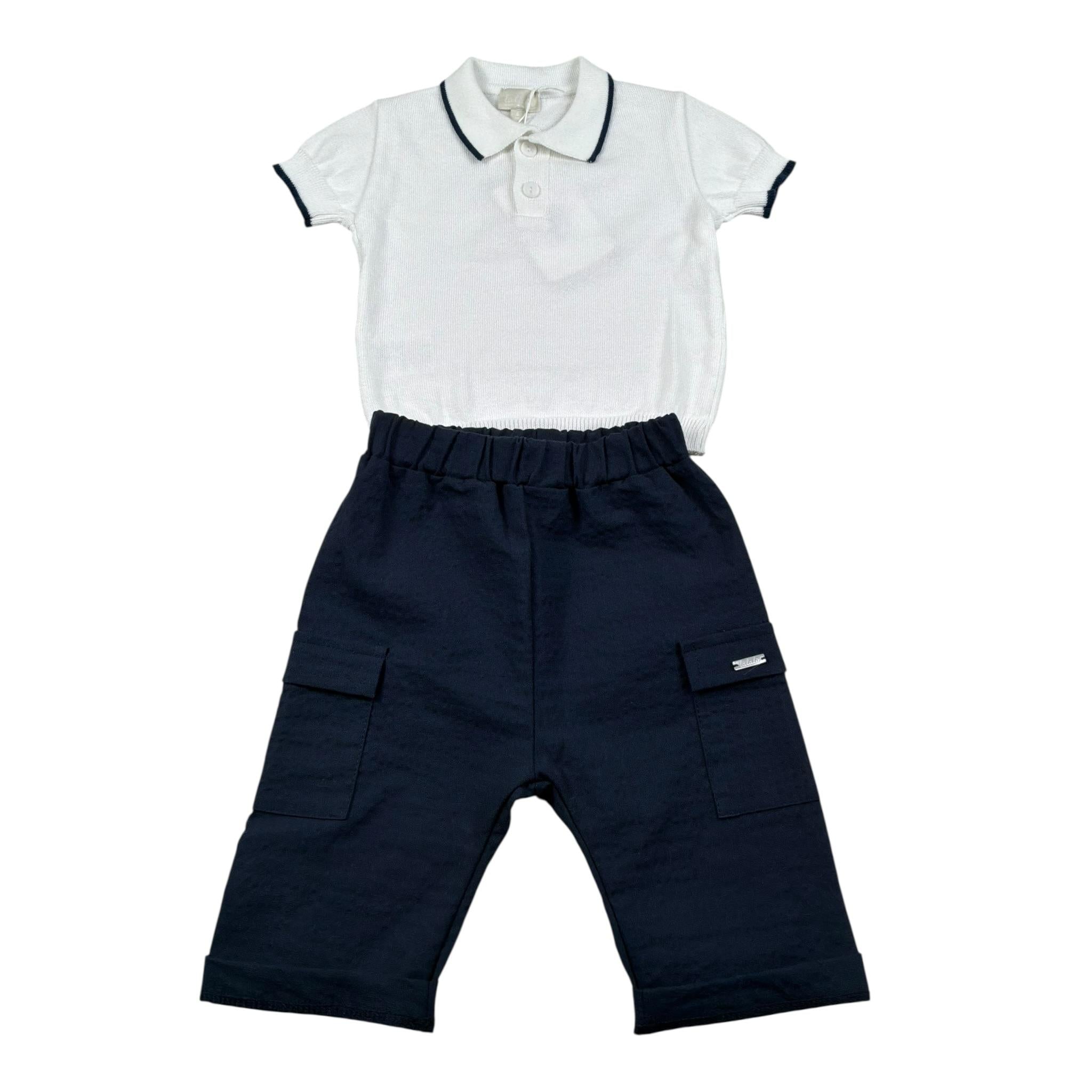 Lalalu' Completo 2 Pezzi Polo-Pantalone Bicolore Bianco/Blu per Neonato CTL003M BIANCO/BLU LALALU' 