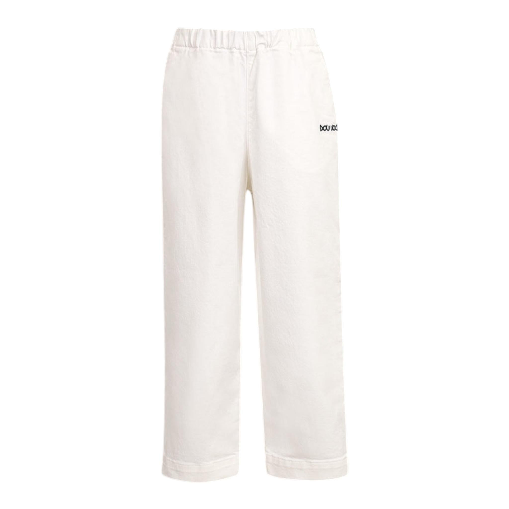 Dou Dou Pantalone Tinta Unita con Logo per Bambina DW6P71X PANNA DOU DOU 