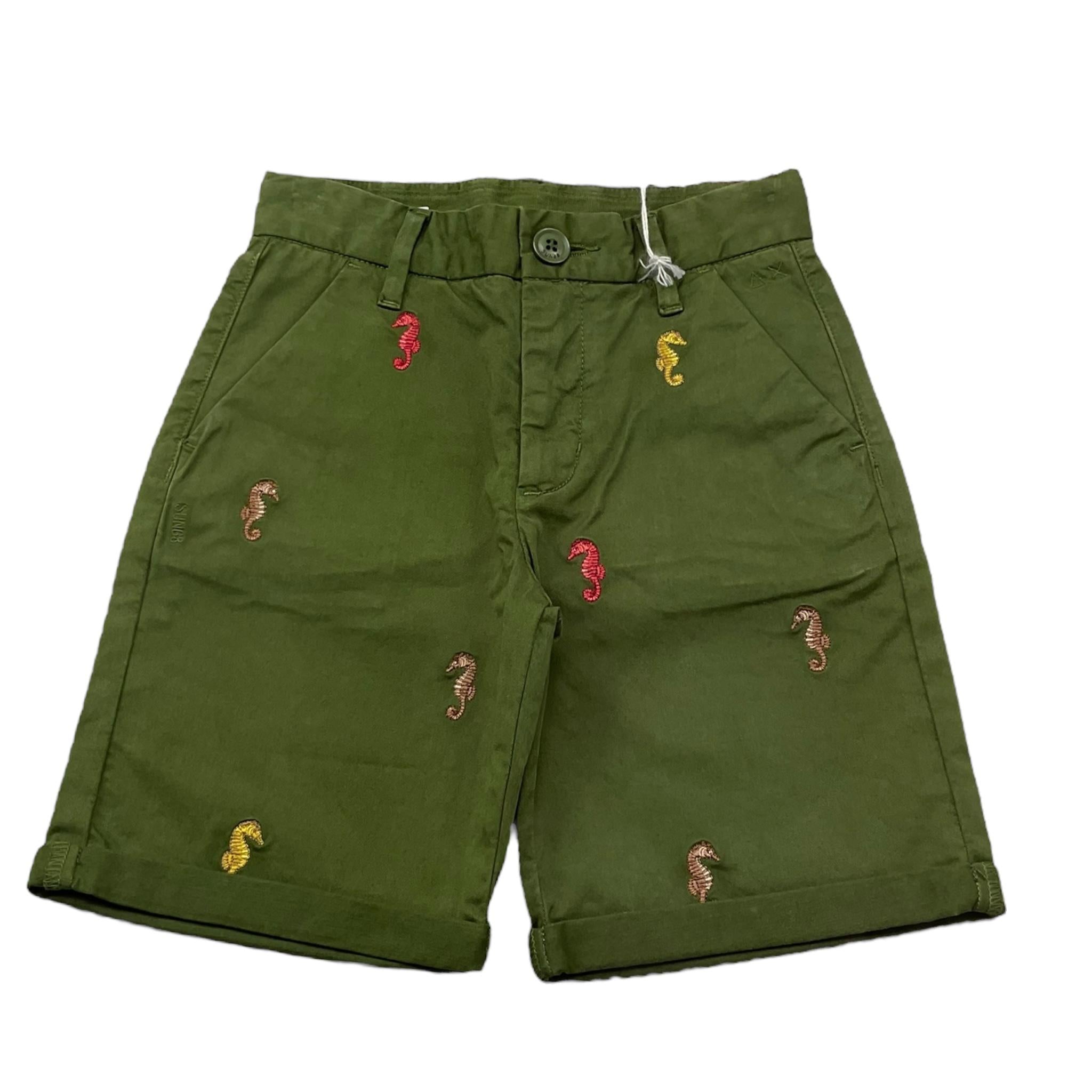 Sun68 Camicia Tinta Unita con Fantasia A Righe per Bambino CPB353033 VERDE SUN68 