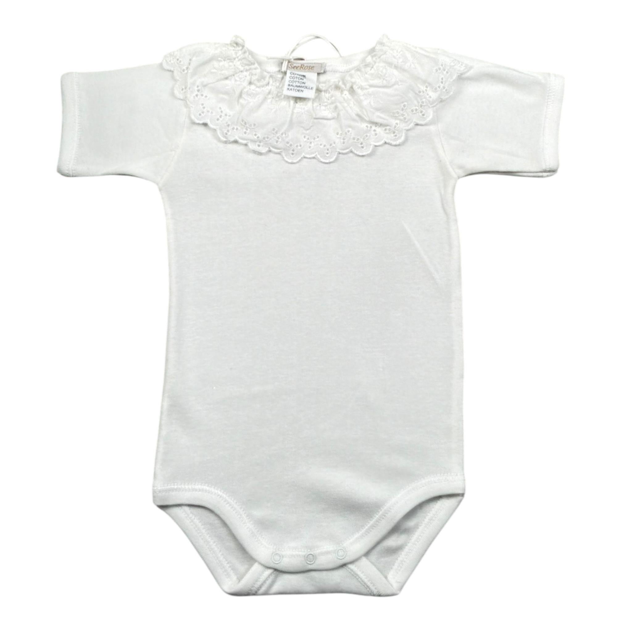 Seerose Completo 2 Pezzi Coulotte Tinta Unita con Tulle-Body per Neonata 362 BIANCO SEEROSE 