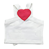 Piccola Ludo Top Tinta Unita con Applicazione per Bambina BS10WB001 BIANCO PICCOLA LUDO 