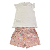 Losan Completo 2 Pezzi T-Shirt-Short Bicolore Bianco/Rosa per Neonata
