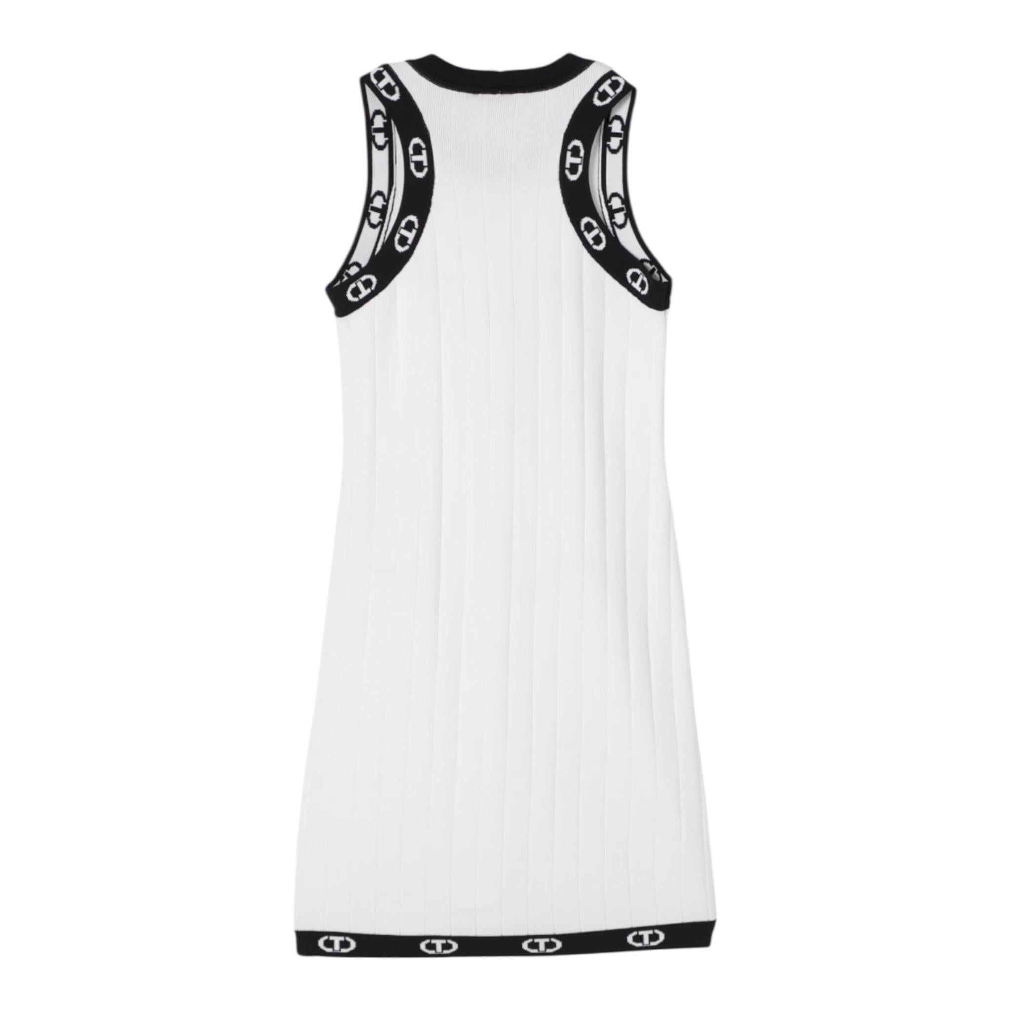 Twinset Abito Bicolore Giromanica con Logo per Bambina 251GJ3QW5 BIANCO TWINSET 