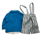Colori Chiari Completo 4 Pezzi Giacca-Camicia-Papillon-Bermuda Azzurro Per Neonato