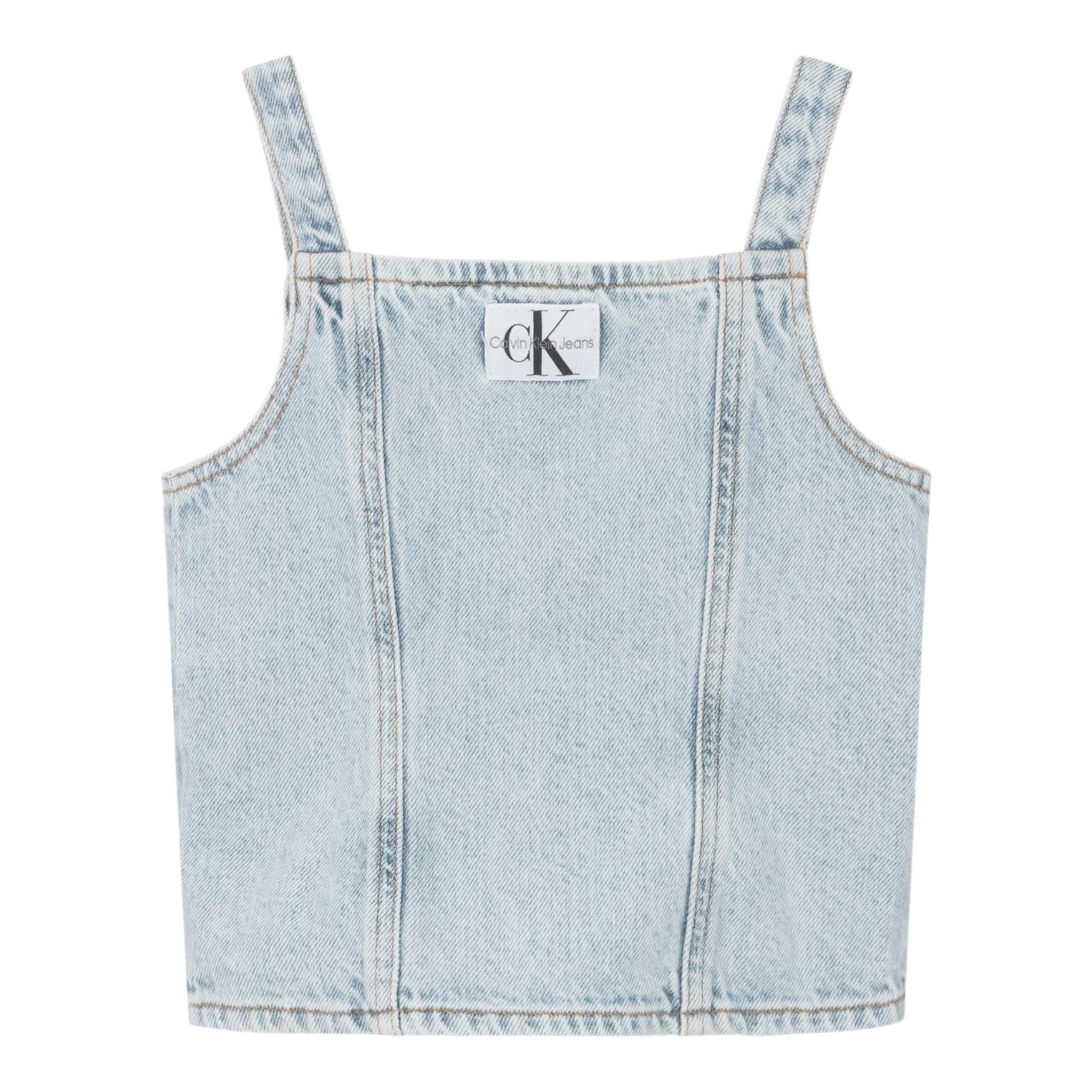 Calvin Klein Top In Denim tinta unita Azzurro per Bambina IG0IG02389 AZZURRO CALVIN KLEIN 