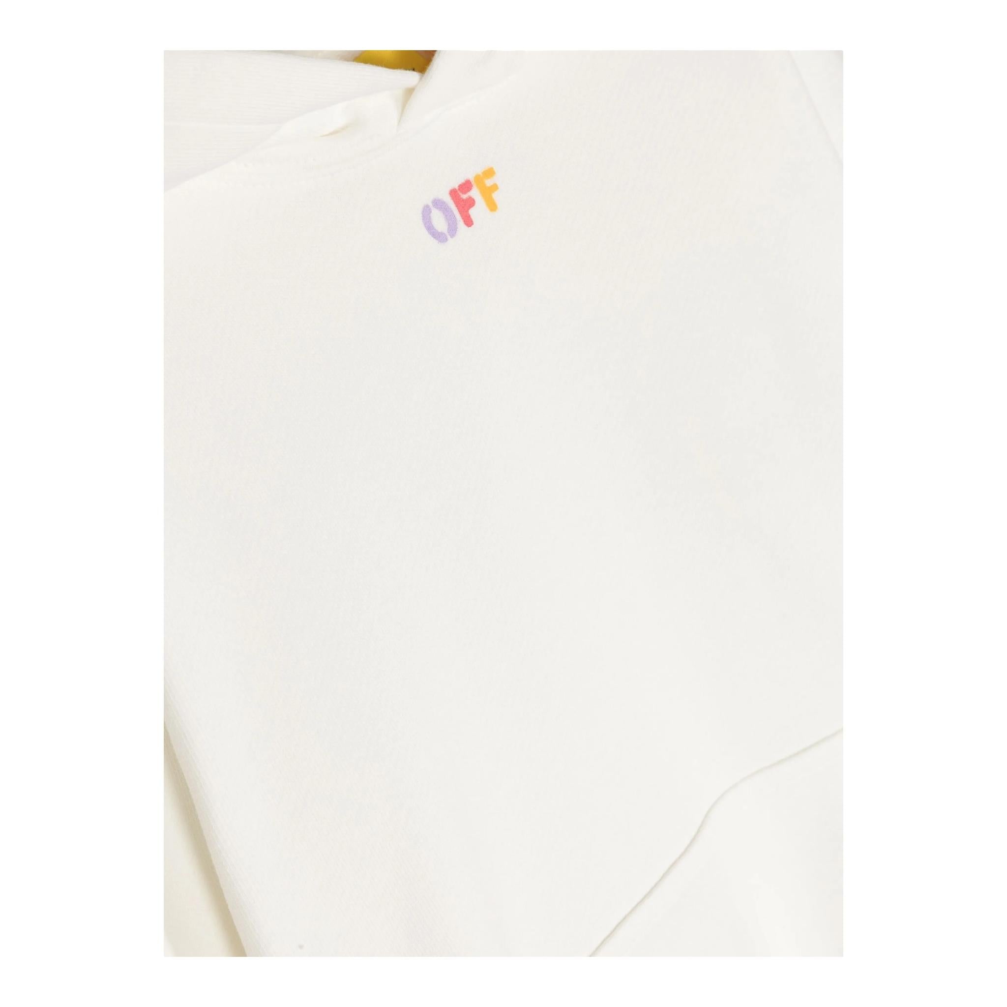 Off-White Felpa Tinta Unita con Cappuccio per Bambina OGBB002S24 BIANCO OFF-WHITE 