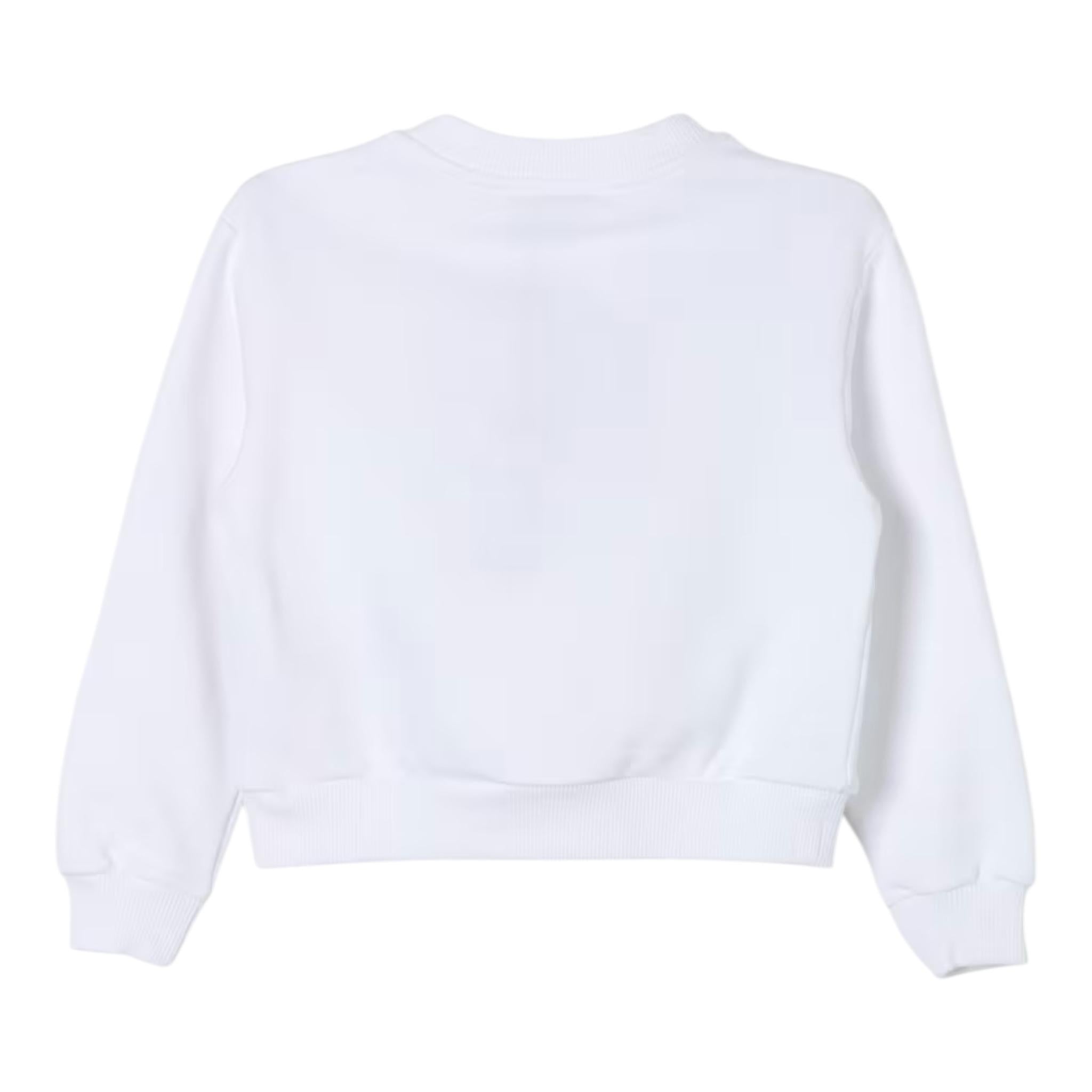Dsquared2 Felpa Chiusa Girocollo Tinta Unita con Logo per Bambina L4IWHZ BIANCO DSQUARED2 