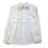 Dan John Camicia Manica Lunga Tinta Unita Collo Coreano Bianco Per Bambino