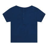 Carre'Ment Beau T-Shirt Girocollo Tinta Unita Con Stampa In Contrasto Blu Per Bambino