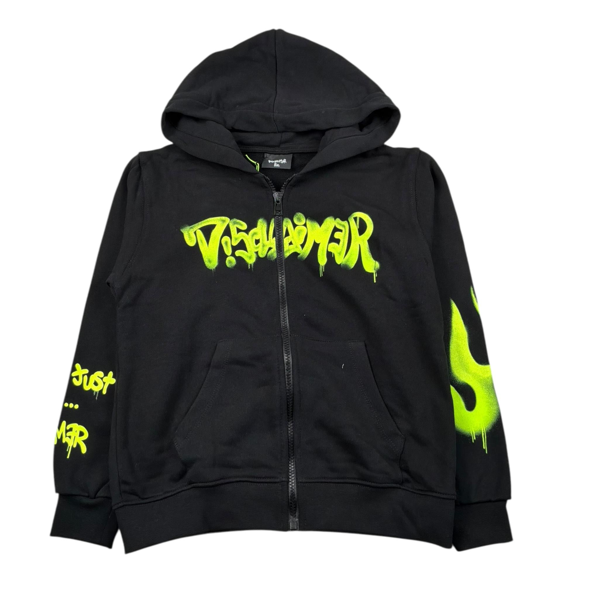 Disclaimer Felpa con Zip E Cappuccio Tinta Unita con Logo per Bambino 25EDK58424 NERO DISCLAIMER 