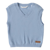Minibanda Gilet Tinta Unita Scollo A V  per Neonato 3B641 AZZURRO MINIBANDA 