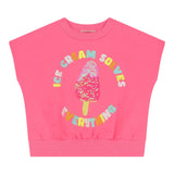 Billieblush T-Shirt Tinta Unita Con Paillettes Rosa Fluo Per Bambina