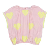 camicia mezza manica tinta unita con ricami BS10WB070 ROSA PICCOLA LUDO 