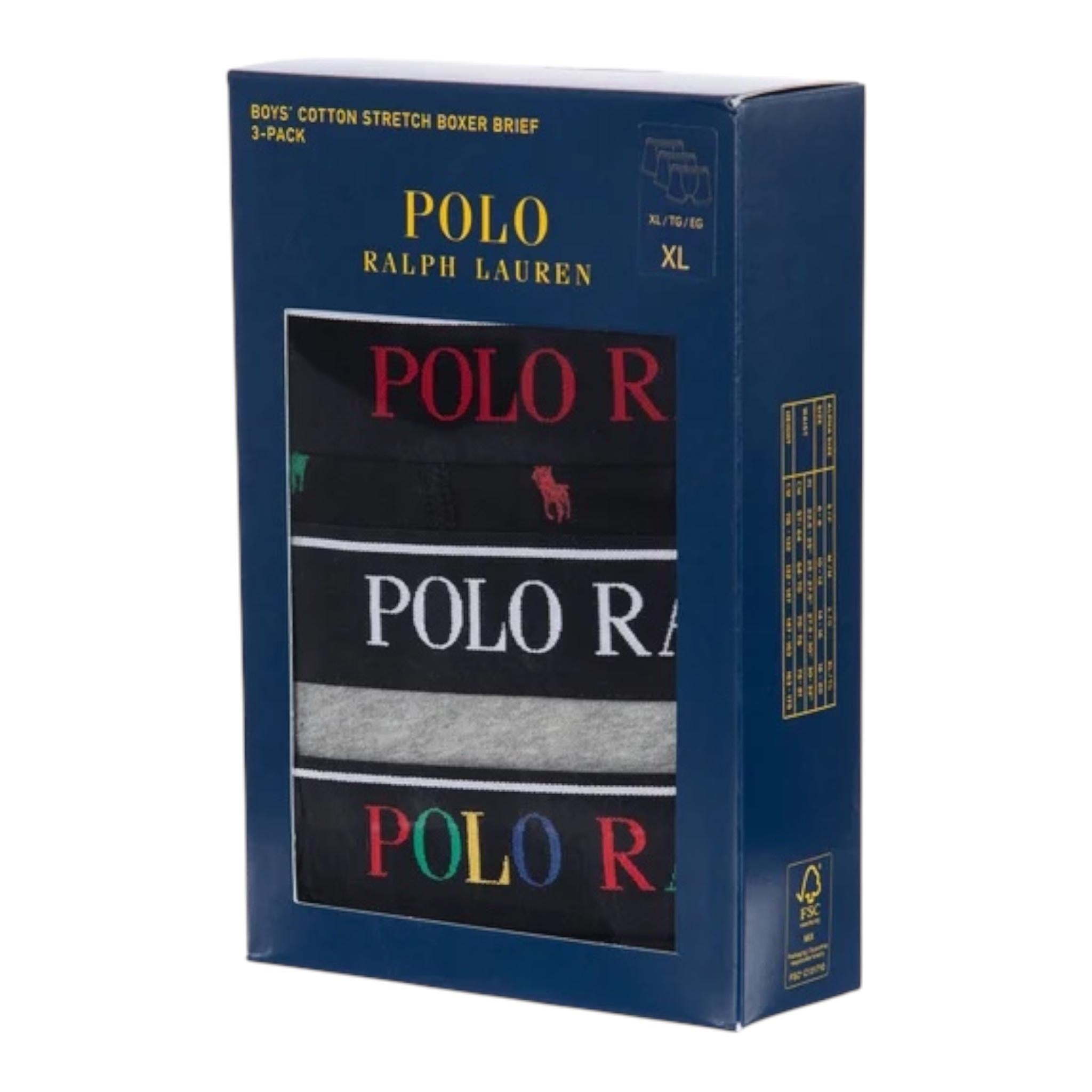 Ralph Lauren Set 3 Boxer Bicolore per Bambino 9P5015555 NERO RALPH LAUREN 