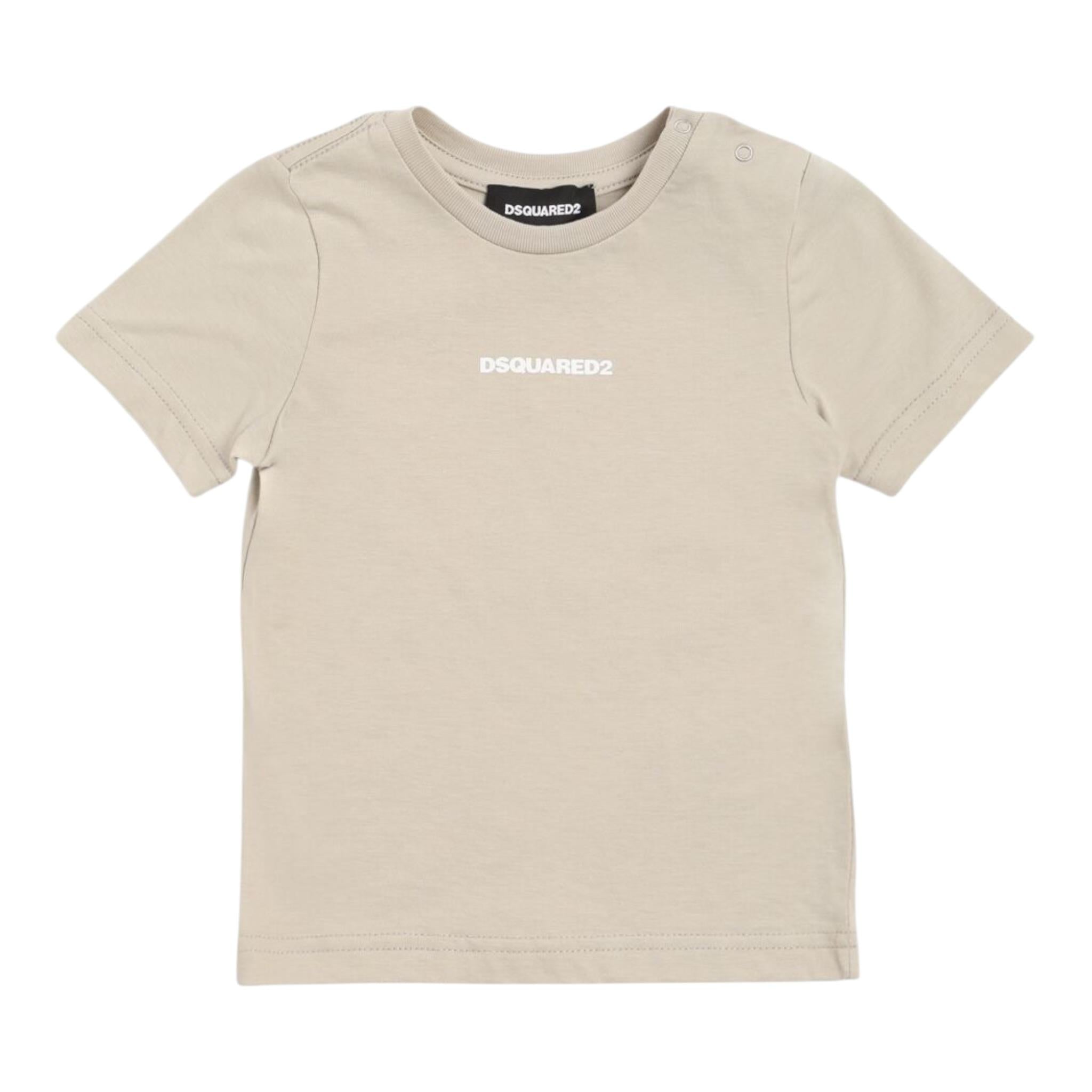 Dsquared2 T-Shirt Girocollo tinta unita con Stampa Beige per Neonato DQ2853XX BEIGE DSQUARED2 