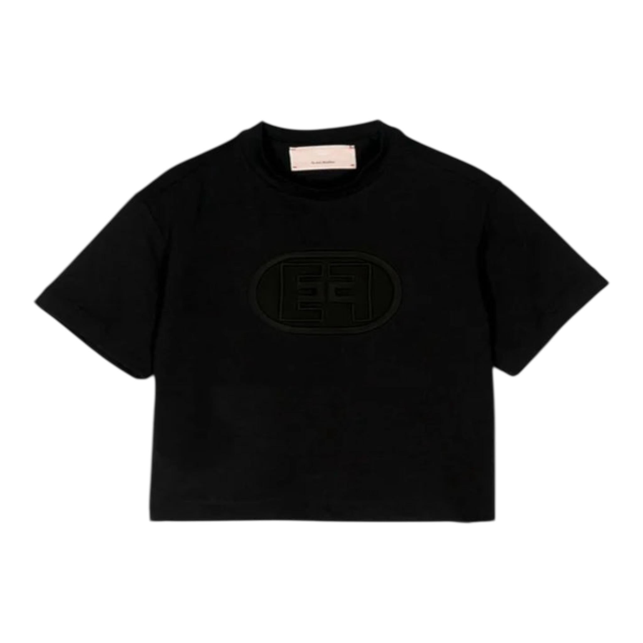 Elisabetta Franchi T-Shirt Girocollo Tinta Unita con Stampa per Bambina EFTS233 NERO ELISABETTA FRANCHI 