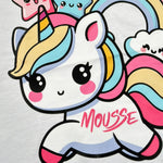 Mousse T-Shirt Girocollo Tinta Unita con Stampa per Bambina UNILEOTT BIANCO MOUSSE 