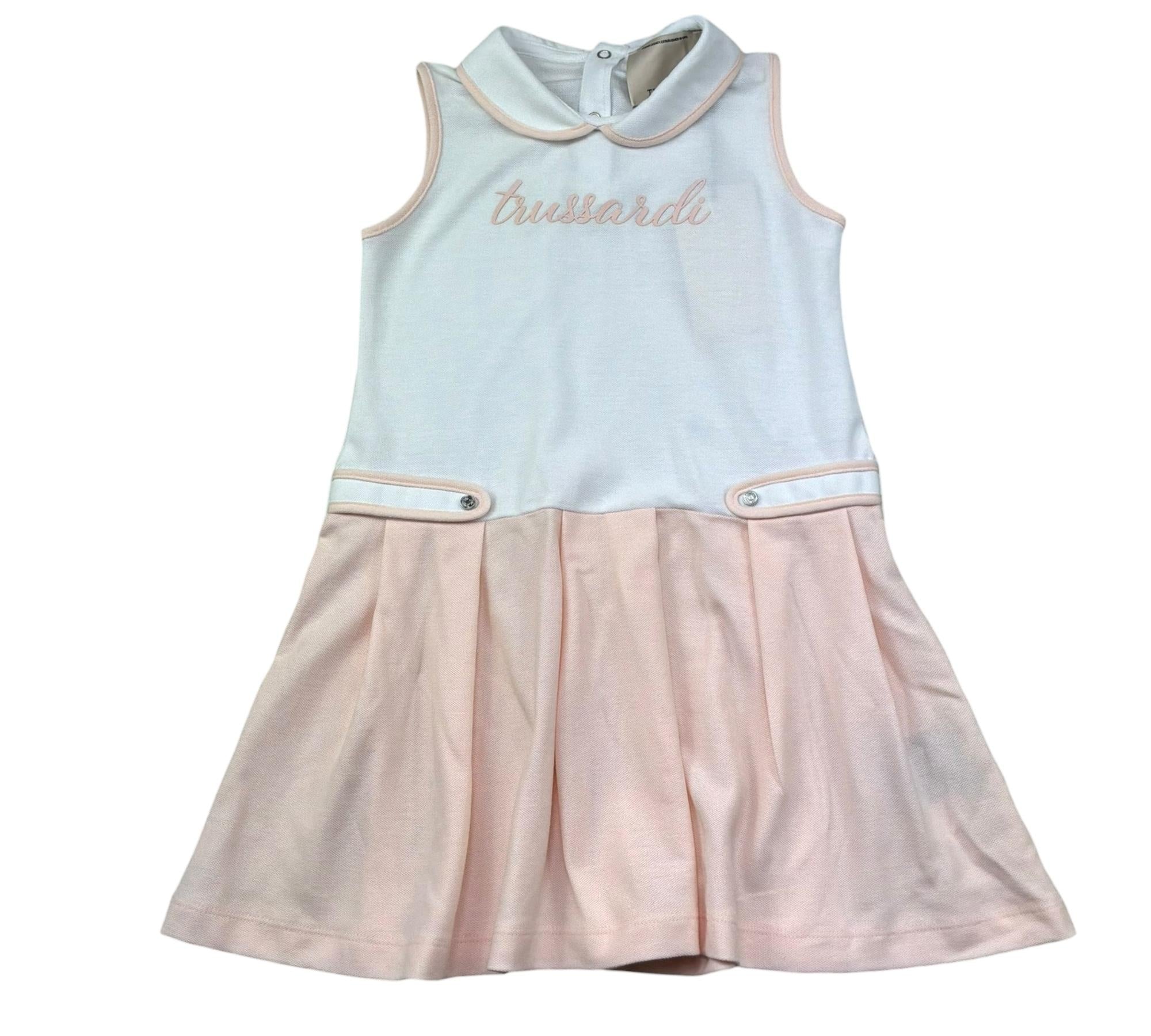 Trussardi Abito Giromanica Bicolore per Bambina TGP26010VE BIANCO/ROSA TRUSSARDI 