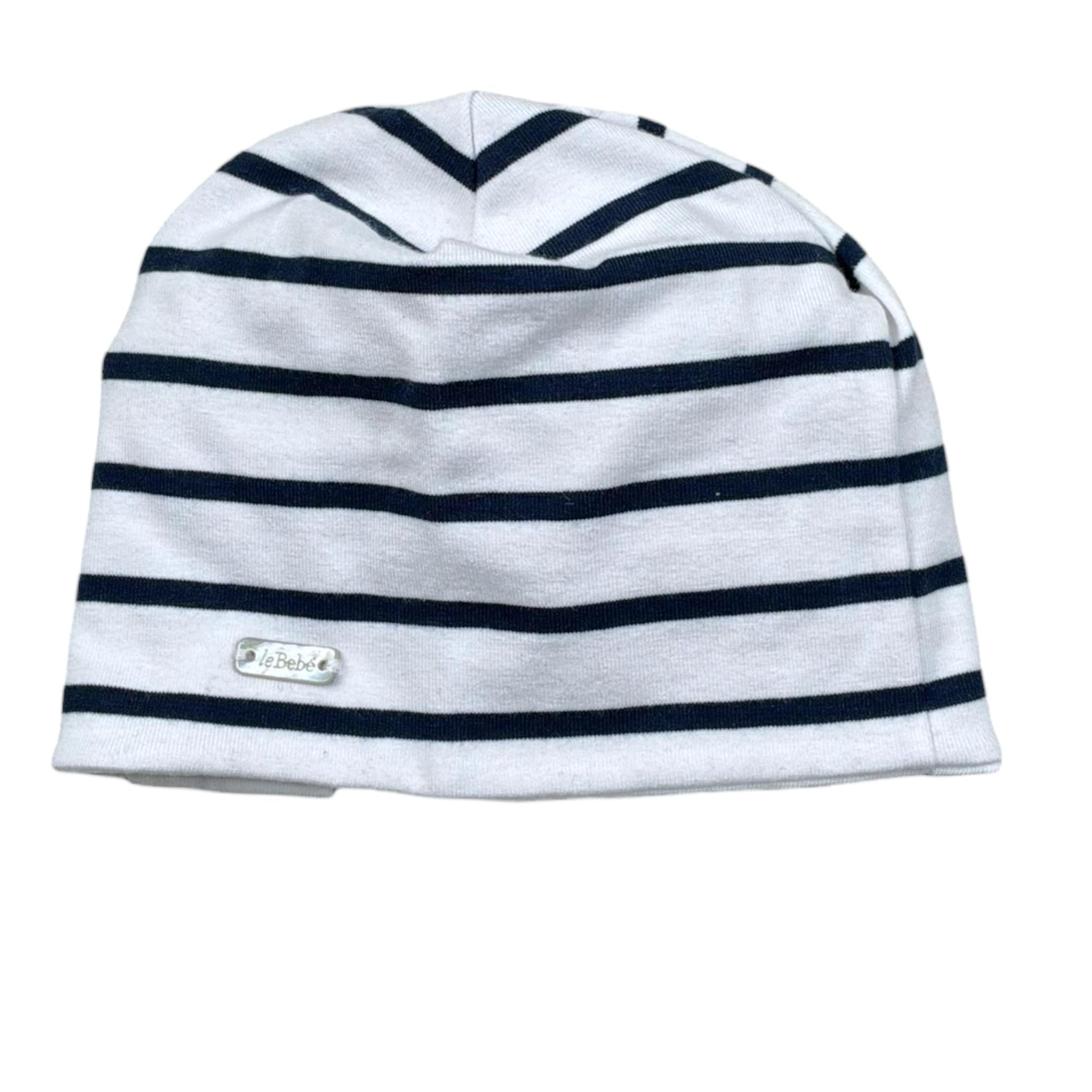 Le Bebe' Cappello tinta unita con Fantasia A Righe Bianco per Neonato LBB4043 BIANCO LE BEBE' 
