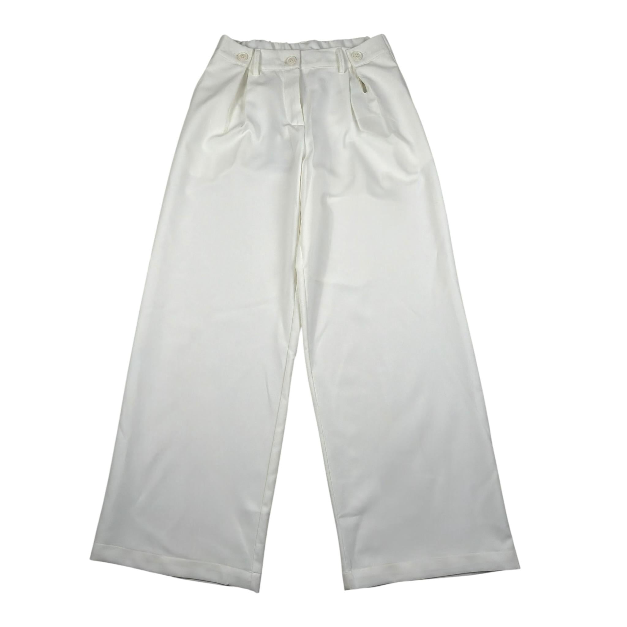 Manila Grace Pantalone Tinta Unita Modello Palazzo per Bambina MG2749 BIANCO MANILA GRACE 