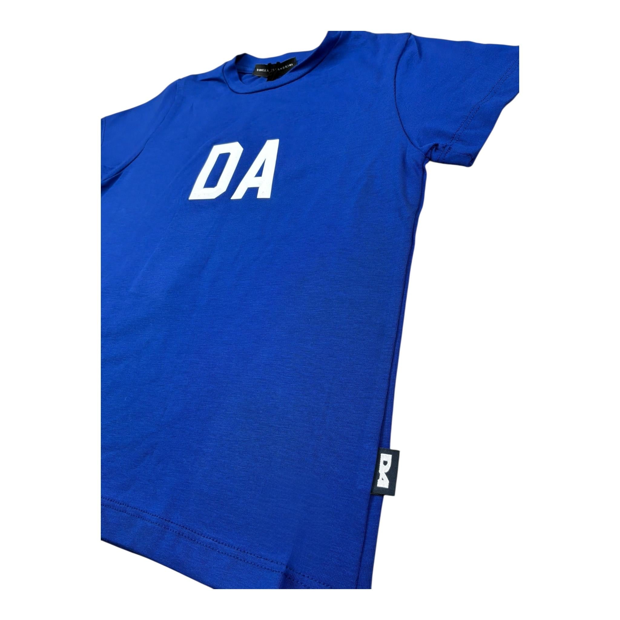 Daniele Alessandrini T-Shirt Girocollo Tinta Unita con Stampa per Bambino 1296M00270JX BLU DANIELE ALESSANDRINI 