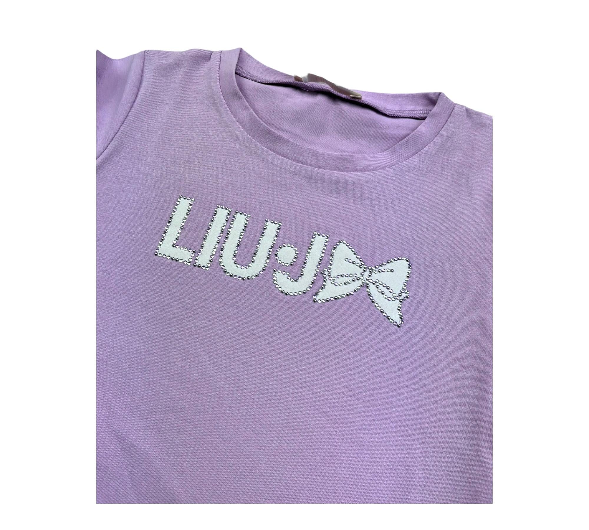 Liu Jo T-Shirt Girocollo Tinta Unita con Brillantini per Neonata KA5081NX LILLA LIU JO 