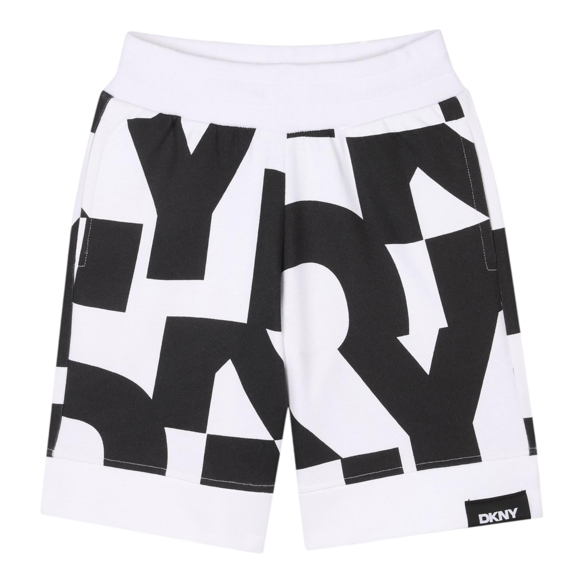 Dkny Bermuda Felpa Tinta Unita con Stampe per Bambino D62238 BIANCO DKNY 